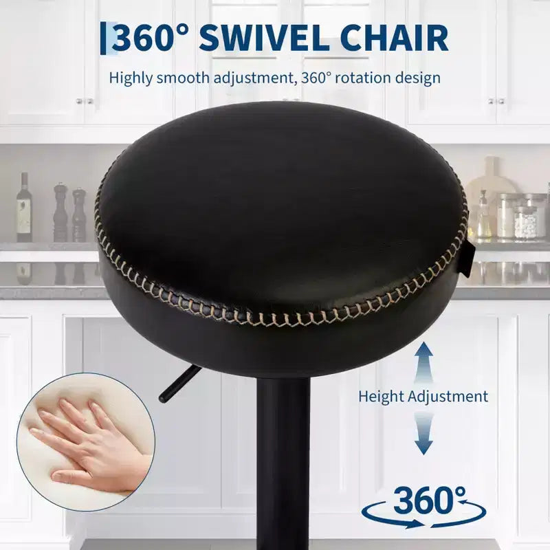 Lot de 2 tabourets de bar modernes réglables, chaises pivotantes à 360° hauteur comptoir, cadre en métal robuste, assise facile à nettoyer, pour îlot de cuisine, maison