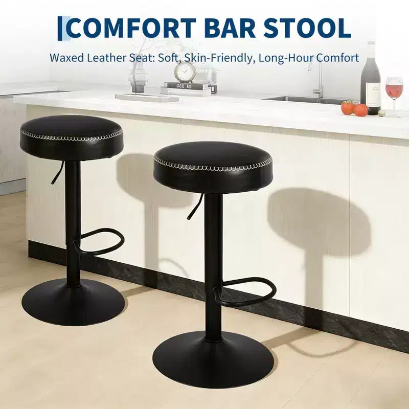 Lot de 2 tabourets de bar modernes réglables, chaises pivotantes à 360° hauteur comptoir, cadre en métal robuste, assise facile à nettoyer, pour îlot de cuisine, maison