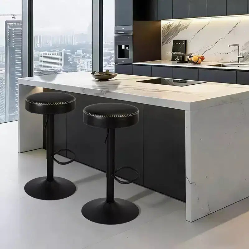 Lot de 2 tabourets de bar modernes réglables, chaises pivotantes à 360° hauteur comptoir, cadre en métal robuste, assise facile à nettoyer, pour îlot de cuisine, maison
