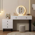 Modern Makeup Vanity Desk with Mirror, Lights & 5 Drawers,Bedroom Vanity Organizer
