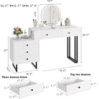 Coiffeuse moderne avec miroir, lumières et 5 tiroirs, organisateur de vanité de chambre à coucher