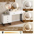 Coiffeuse moderne avec miroir, lumières et 5 tiroirs, organisateur de vanité de chambre à coucher