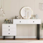 Coiffeuse moderne avec miroir, lumières et 5 tiroirs, organisateur de vanité de chambre à coucher