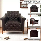 Dyonery Fauteuil d'appoint confortable en cuir PU Chaises de salon modernes Fauteuil de lecture de bureau du milieu du siècle, Canapé simple, Fauteuil pour chambre à coucher, Appartement