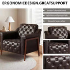 Dyonery Fauteuil d'appoint confortable en cuir PU Chaises de salon modernes Fauteuil de lecture de bureau du milieu du siècle, Canapé simple, Fauteuil pour chambre à coucher, Appartement