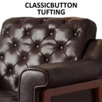 Dyonery Fauteuil d'appoint confortable en cuir PU Chaises de salon modernes Fauteuil de lecture de bureau du milieu du siècle, Canapé simple, Fauteuil pour chambre à coucher, Appartement
