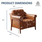 Dyonery Fauteuil d'appoint confortable en cuir PU Chaises de salon modernes Fauteuil de lecture de bureau du milieu du siècle, Canapé simple, Fauteuil pour chambre à coucher, Appartement