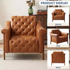 Dyonery Fauteuil d'appoint confortable en cuir PU Chaises de salon modernes Fauteuil de lecture de bureau du milieu du siècle, Canapé simple, Fauteuil pour chambre à coucher, Appartement