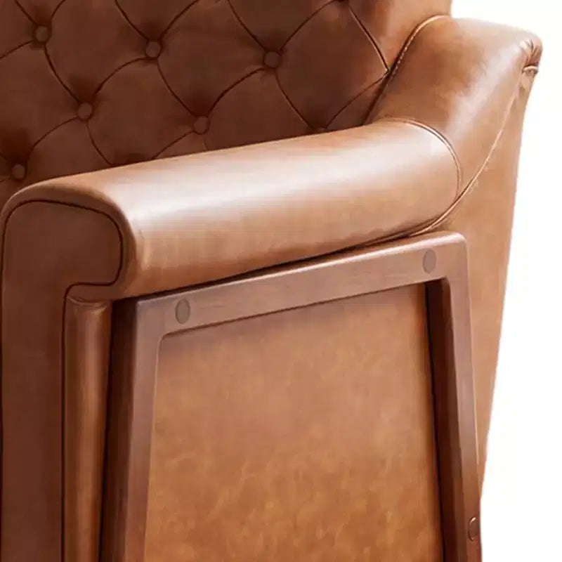 Dyonery Fauteuil d'appoint confortable en cuir PU Chaises de salon modernes Fauteuil de lecture de bureau du milieu du siècle, Canapé simple, Fauteuil pour chambre à coucher, Appartement