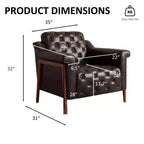 Dyonery Fauteuil d'appoint confortable en cuir PU Chaises de salon modernes Fauteuil de lecture de bureau du milieu du siècle, Canapé simple, Fauteuil pour chambre à coucher, Appartement
