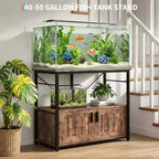 Meuble aquarium robuste pour bac de 40-50 gallons - Meuble de rangement en métal et bois, supporte 300 kg - Espace pour accessoires - Organisateur domestique élégant