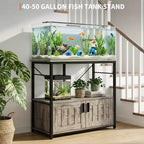 Meuble aquarium robuste pour bac de 40-50 gallons - Meuble de rangement en métal et bois, supporte 300 kg - Espace pour accessoires - Organisateur domestique élégant