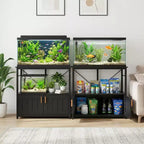 Meuble aquarium robuste pour bac de 40-50 gallons - Meuble de rangement en métal et bois, supporte 300 kg - Espace pour accessoires - Organisateur domestique élégant