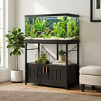 Heavy Duty Aquarium Stand for 40-50 Gallon Fish Tank - Metal & Wood Storage Cabinet, Supports 660lbs - Space for Accessories - Stylish Home Organizer