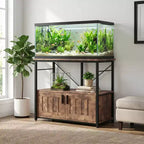 Meuble aquarium robuste pour bac de 40-50 gallons - Meuble de rangement en métal et bois, supporte 300 kg - Espace pour accessoires - Organisateur domestique élégant