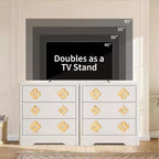 Commode haute à 5 tiroirs cannelés, Grande armoire de rangement de chambre avec tiroirs décoratifs en rotin Bohème, Organisateur de vêtements pour chambre à coucher, chambre de bébé et salon