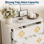 Commode haute à 5 tiroirs cannelés, Grande armoire de rangement de chambre avec tiroirs décoratifs en rotin Bohème, Organisateur de vêtements pour chambre à coucher, chambre de bébé et salon