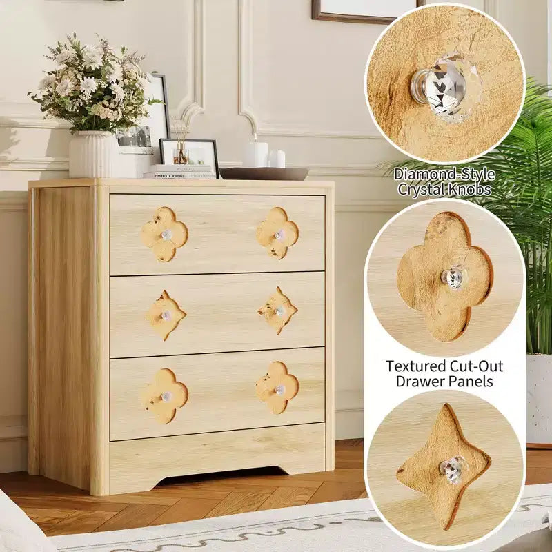 Commode haute à 5 tiroirs cannelés, Grande armoire de rangement de chambre avec tiroirs décoratifs en rotin Bohème, Organisateur de vêtements pour chambre à coucher, chambre de bébé et salon
