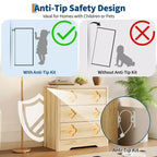 Commode haute à 5 tiroirs cannelés, Grande armoire de rangement de chambre avec tiroirs décoratifs en rotin Bohème, Organisateur de vêtements pour chambre à coucher, chambre de bébé et salon