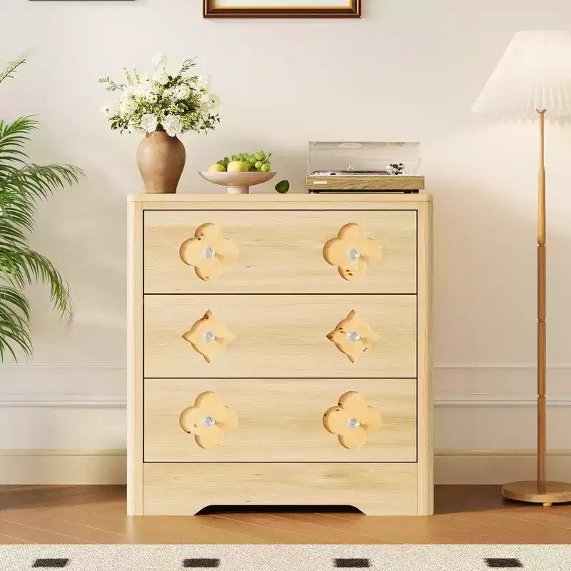 5-Drawer Tall Fluted Dresser, Large Bedroom Storage Cabinet with Rattan Boho Decorative Drawers, Clothes Organizer for Bedroom, Nursery & Living Room