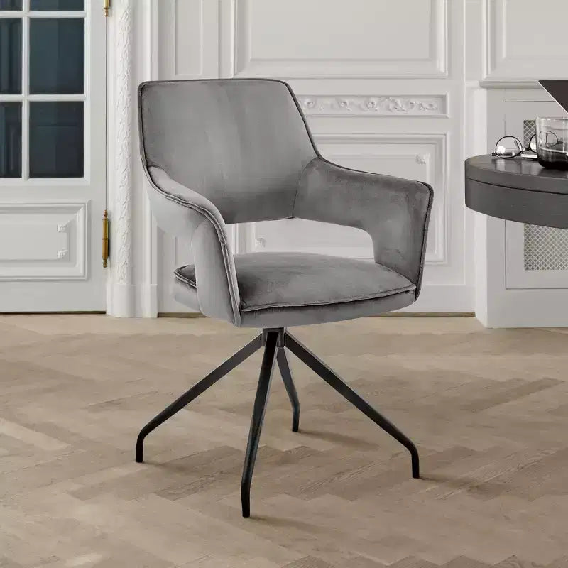 Chaise de salle à manger GDFStudio Devora en velours avec pieds en bois