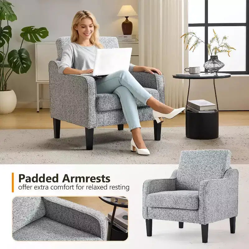 VINGLI Fauteuil d'appoint pour Salon, Fauteuil de Lecture pour Chambre, Fauteuil à accoudoirs incurvés, Fauteuils d'appoint Modernes du Milieu du Siècle, Fauteuil Rembourré Confortable