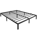 Cadre de lit sans sommier tapissier, plateforme de lit en métal robuste et surbaissée avec lattes métalliques solides pour le soutien du matelas, montage facile