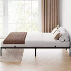 Cadre de lit sans sommier tapissier, plateforme de lit en métal robuste et surbaissée avec lattes métalliques solides pour le soutien du matelas, montage facile