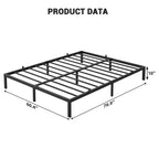 Cadre de lit sans sommier tapissier, plateforme de lit en métal robuste et surbaissée avec lattes métalliques solides pour le soutien du matelas, montage facile