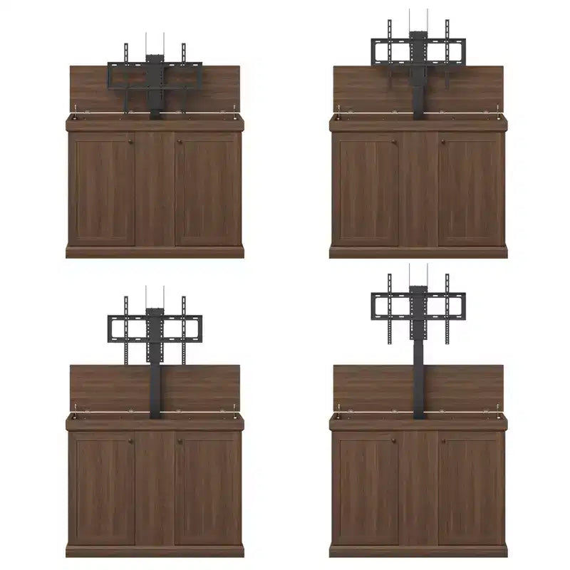 Meuble TV console de jeu Famapy avec élévateur caché, peut accueillir jusqu'à 50 écrans, rangement intégré, deux trous pour câbles, gain de place pour le jeu à domicile et le salon