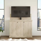 Meuble TV console de jeu Famapy avec élévateur caché, peut accueillir jusqu'à 50 écrans, rangement intégré, deux trous pour câbles, gain de place pour le jeu à domicile et le salon