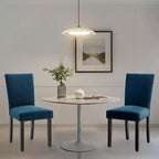Lot de 2 chaises de salle à manger modernes, chaises de cuisine à dossier haut rembourrées avec pieds en bois robustes, chaises d'appoint en tissu de lin pour salle à manger et maison