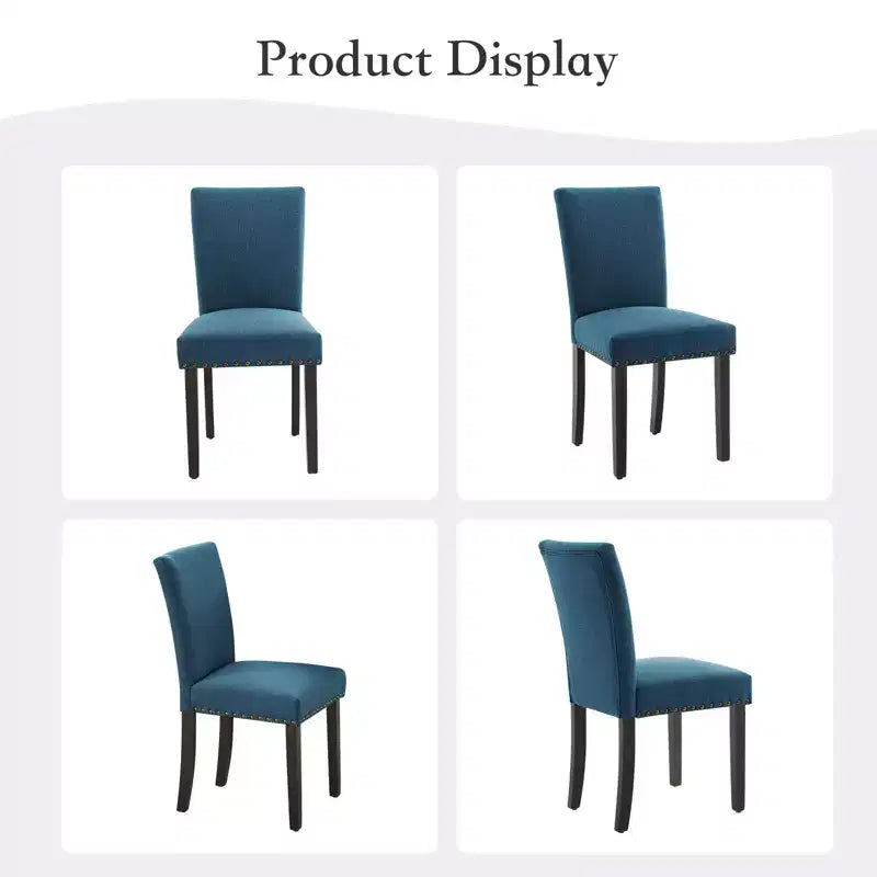 Lot de 2 chaises de salle à manger modernes, chaises de cuisine à dossier haut rembourrées avec pieds en bois robustes, chaises d'appoint en tissu de lin pour salle à manger et maison