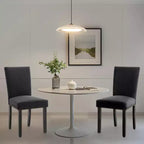 Lot de 2 chaises de salle à manger modernes, chaises de cuisine à dossier haut rembourrées avec pieds en bois robustes, chaises d'appoint en tissu de lin pour salle à manger et maison