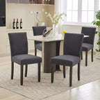 Lot de 2 chaises de salle à manger modernes, chaises de cuisine à dossier haut rembourrées avec pieds en bois robustes, chaises d'appoint en tissu de lin pour salle à manger et maison