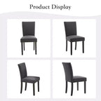 Lot de 2 chaises de salle à manger modernes, chaises de cuisine à dossier haut rembourrées avec pieds en bois robustes, chaises d'appoint en tissu de lin pour salle à manger et maison