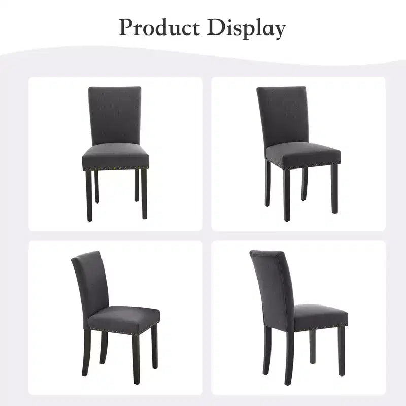 Lot de 2 chaises de salle à manger modernes, chaises de cuisine à dossier haut rembourrées avec pieds en bois robustes, chaises d'appoint en tissu de lin pour salle à manger et maison
