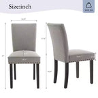 Lot de 2 chaises de salle à manger modernes, chaises de cuisine à dossier haut rembourrées avec pieds en bois robustes, chaises d'appoint en tissu de lin pour salle à manger et maison