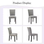 Lot de 2 chaises de salle à manger modernes, chaises de cuisine à dossier haut rembourrées avec pieds en bois robustes, chaises d'appoint en tissu de lin pour salle à manger et maison