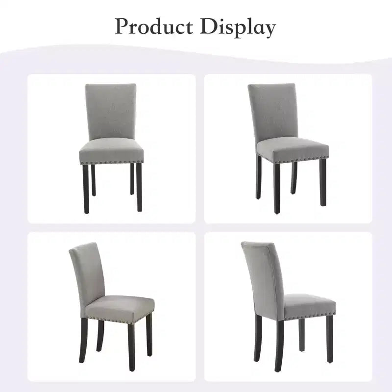 Lot de 2 chaises de salle à manger modernes, chaises de cuisine à dossier haut rembourrées avec pieds en bois robustes, chaises d'appoint en tissu de lin pour salle à manger et maison