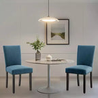 Lot de 2 chaises de salle à manger modernes, chaises de cuisine à dossier haut rembourrées avec pieds en bois robustes, chaises d'appoint en tissu de lin pour salle à manger et maison