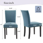 Lot de 2 chaises de salle à manger modernes, chaises de cuisine à dossier haut rembourrées avec pieds en bois robustes, chaises d'appoint en tissu de lin pour salle à manger et maison