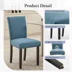 Lot de 2 chaises de salle à manger modernes, chaises de cuisine à dossier haut rembourrées avec pieds en bois robustes, chaises d'appoint en tissu de lin pour salle à manger et maison