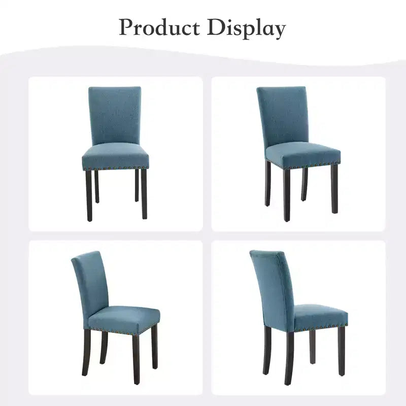 Lot de 2 chaises de salle à manger modernes, chaises de cuisine à dossier haut rembourrées avec pieds en bois robustes, chaises d'appoint en tissu de lin pour salle à manger et maison