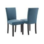 Modern Dining Chairs Set of 2, Upholstered High Back Kitchen Chairs with Sturdy Wood Legs, Linen Fabric Accent Chair for Dining Room & Home