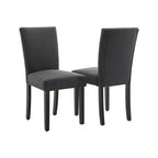 Lot de 2 chaises de salle à manger modernes, chaises de cuisine à dossier haut rembourrées avec pieds en bois robustes, chaises d'appoint en tissu de lin pour salle à manger et maison