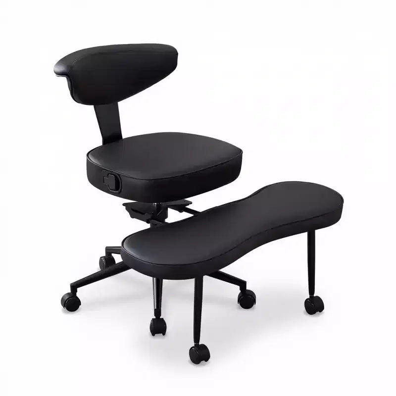 Chaise de bureau ergonomique pour s'asseoir en tailleur avec support lombaire, chaise de méditation pivotante à 360° avec roulettes