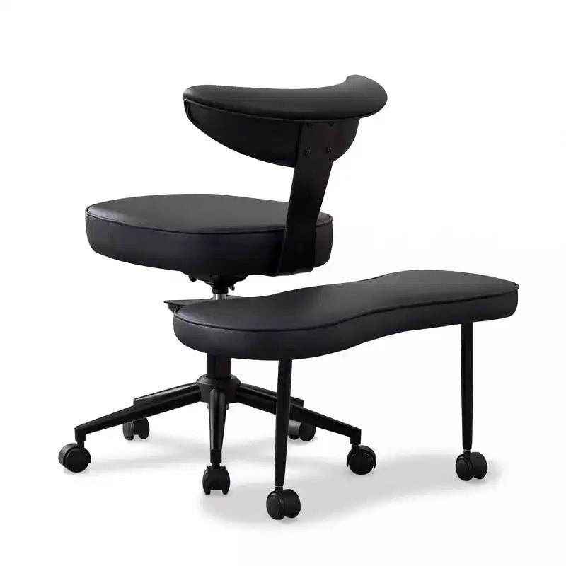 Chaise de bureau ergonomique pour s'asseoir en tailleur avec support lombaire, chaise de méditation pivotante à 360° avec roulettes