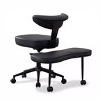 Chaise de bureau ergonomique pour s'asseoir en tailleur avec support lombaire, chaise de méditation pivotante à 360° avec roulettes