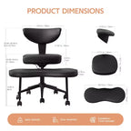 Chaise de bureau ergonomique pour s'asseoir en tailleur avec support lombaire, chaise de méditation pivotante à 360° avec roulettes